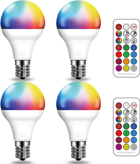 ILC E17 LED Light Bulbs, 5W (40W Equivalent), Color Changing RGB, 2700K Warm White, 12 Colors, 4 Pack