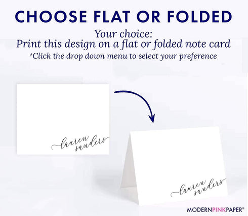 Set, Personalized Stationery for Women, Personalized Script FLAT OR FOLDED Note Cards with Envelopes Personalized