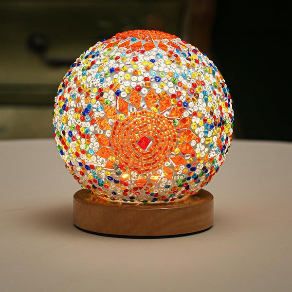 PLBSE Boho Style Wooden Base Table Lamp Touch Color Changing Dimmable Rechargeable Battery