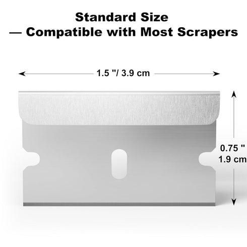cleanan 100-Pack 1.5" 0.75", Single Edge Razor Blades with Dispenser, Carbon Steel Scraper Blades, each Blades measures