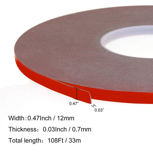 DGSL Double Sided Tape - 0.47 in x 108 Ft Heavy Duty Mounting Adhesive Tape for LED Strip Lights, Black