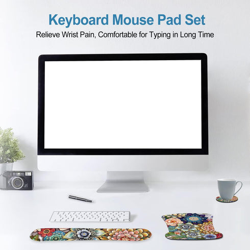 Keyboard Wrist Rest Mouse Pad Support, ToLuLu Gel Ergonomic Mouse Pads for Computer Laptop PC, Comfortable Durable Mousepad Keyboard Wrist Rests for Easy Typing Pain Relief, Lovely Flo