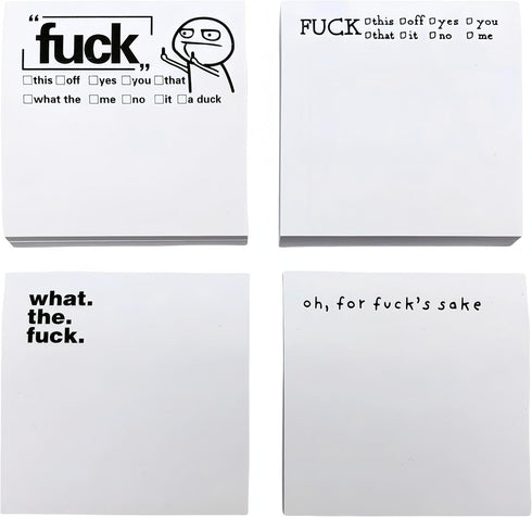 Funny Sticky Note What The F*ck Notepad, Oh, for Fuck's Sake Novelty Notepads, 100pcs Funny Stickers (4 Pcs)