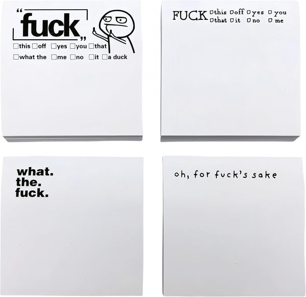 Funny Sticky Note What The F*ck Notepad, Oh, for Fuck's Sake Novelty Notepads, 100pcs Funny Stickers (4 Pcs)