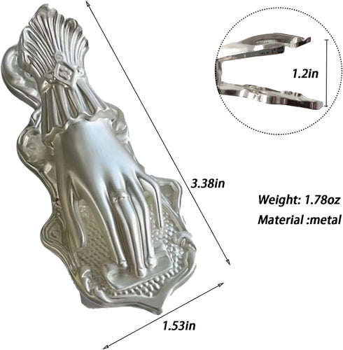 Lady's Hand Shaped Metal Clip, Vintage Page Holder for Journaling and Traveler's Notebooks, Silver