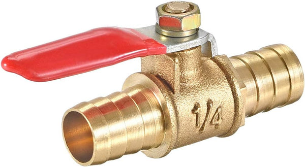 uxcell Ball Valve Shut-off Valve, 12mm Hose Barb to Hose Barb, 180 Degree Handle, Brass Valve, Pack of 1