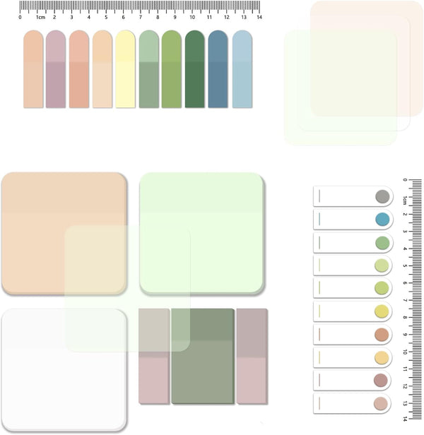 BAYTORY 700 Sheets Pastel Transparent Sticky Notes, 3 x 3 Inch Clear Waterproof Memo Pad for Annotating Books