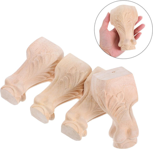 4pcs NUOBESTY Solid Wood Furniture Legs Wood Legs for Furniture Decorative Carved Wooden for Tv Stand Couch Dresser