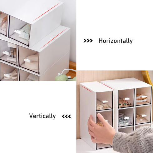 Stackable Desk Drawer Organizer, Large 3 Drawers Plastic White Organizers for Home, School, Office