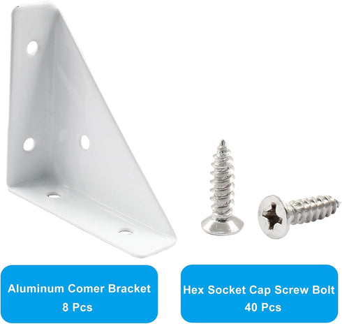 Jiozermi 8Pcs 66mm 66mm x Corner Brace Brackets, Angle Corner Brackets Black Angle Bracket Triangle Shelf Bracket
