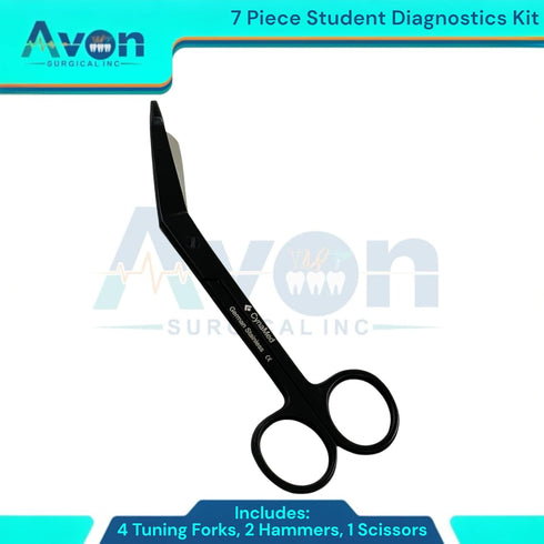 Avon Surgical 7pcs Hammers, 5.5" 128 256 512 1024 Student Diagnostics Kit with Taylor and Buck Reflex Bandage Scissors