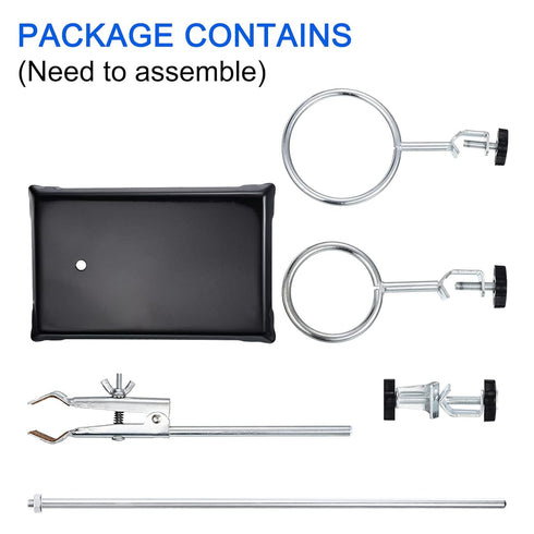 PATIKIL Lab Stand Set - 16 Inch Stand & Clamp Set with Flask Clamp & 2 Retort Rings for Chemistry Laboratory