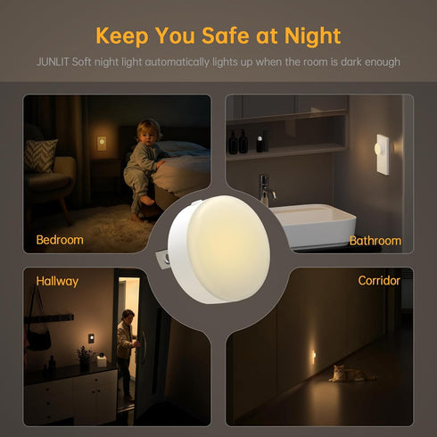in12 Pack,Dim 3CCT, 3 Dimmable Night Lights Plug Night Light with Auto Dusk to Dawn Sensor, Brightness Levels, Night