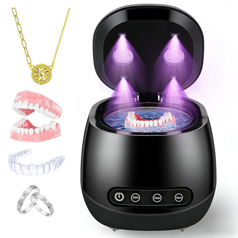 GtuiBugt Ultrasonic Cleaner, 45kHz Ultrasonic Retainer Cleaner Machine with Three Modes, Toothbrush, Jewelry,