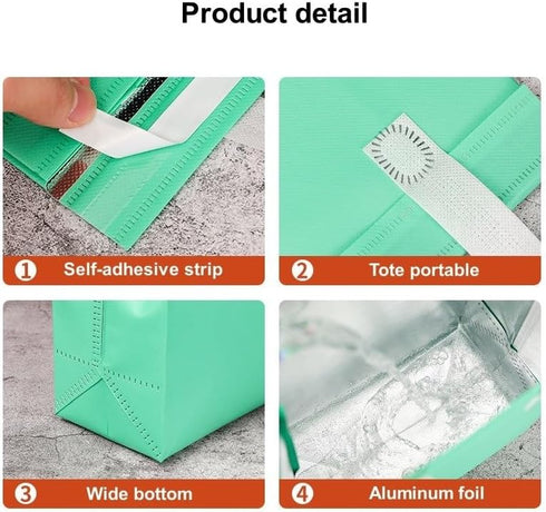 Generic 50 Pack Food(Blue,28x12x10cm) Insulated Take Away Bags Reusable Grocery Bag Thermal Insulation Food Bags