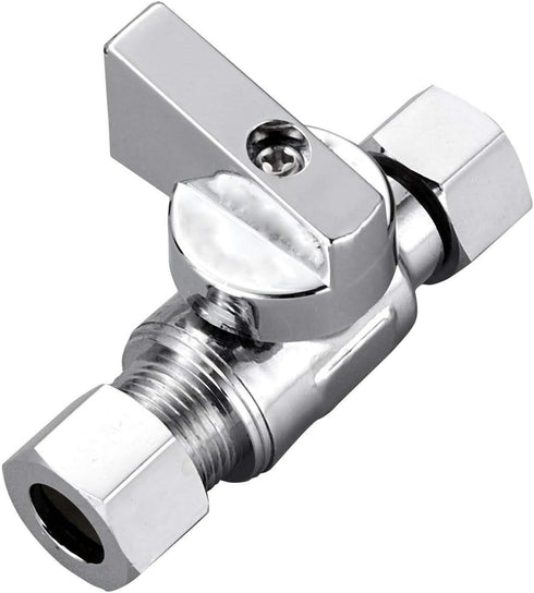 2 Pack Chrome Brass 3/8" Comp FIP x 3/8 Inch Compression MIP Quarter Turn Water Straight Angle Stop Valve