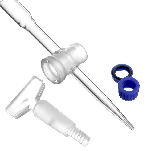 25mL 2 Pack 22.5 Inches QWORK Class A Borosilicate Burette with Glass Key Stopcock - Laboratory Grade, Precision