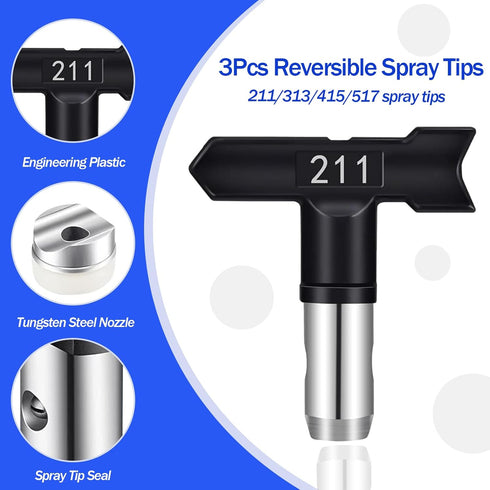 Generic 15 3600PSI 4 (211/313/415//517), 2 5 1 Nozzle Pcs Airless Paint Sprayer Gun Kit Professional Spray Gun