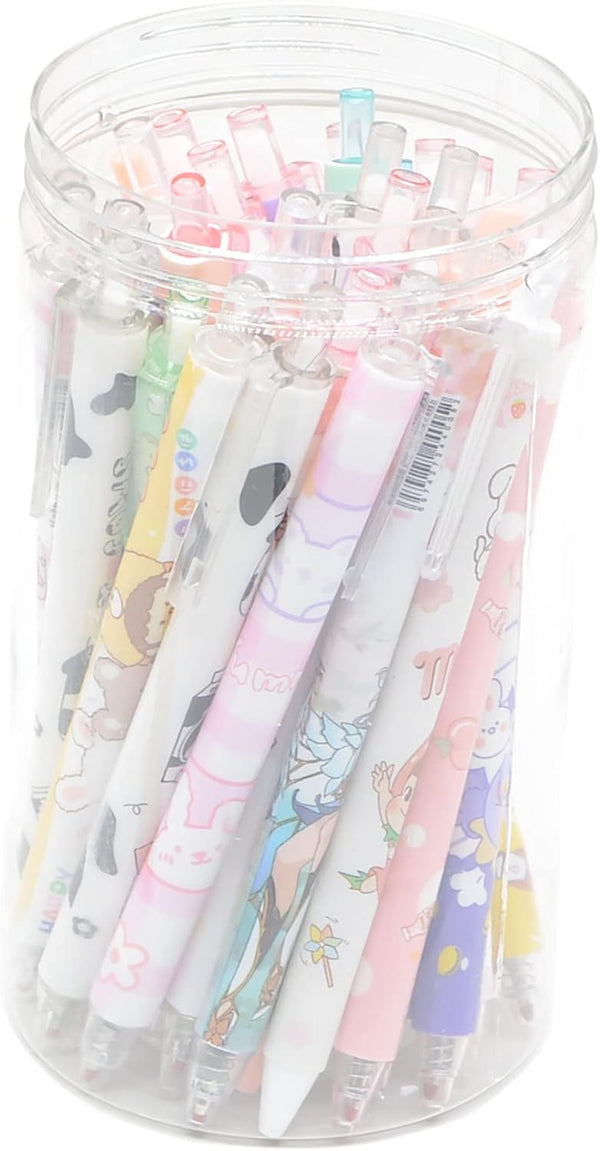 YIKANGHENG 30 Pcs Fine Point Cute Pens, 0.5mm Black Ink Kawaii Gel Pens with Pen Holder for Office Study Gift