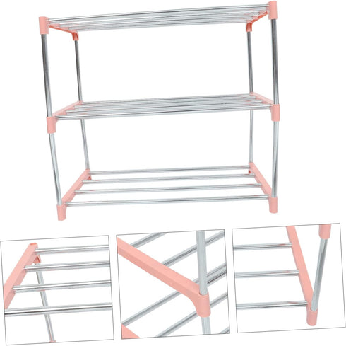 1pc Happyyami Stainless Steel Shoe Shelf Household Shoe Rack Storage Holder Bench