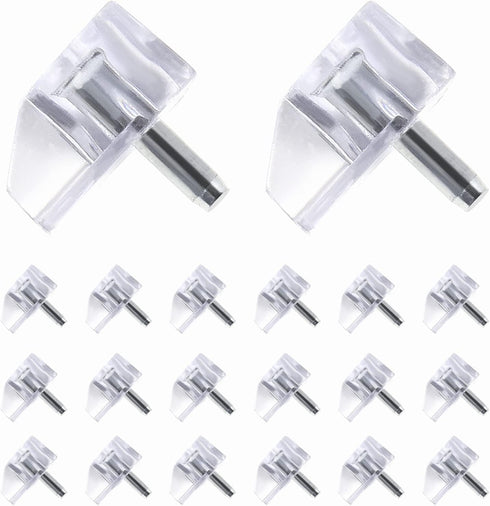 BokWin 20Pcs Clear Shelf Support Pegs 3mm (1/8 in) Plastic Cabinet Clips Holder,