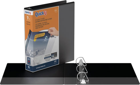 QuickFit View Binder, 3-Ring Binder, Angle D Ring, 1.5 Inch, Black by QuickFit