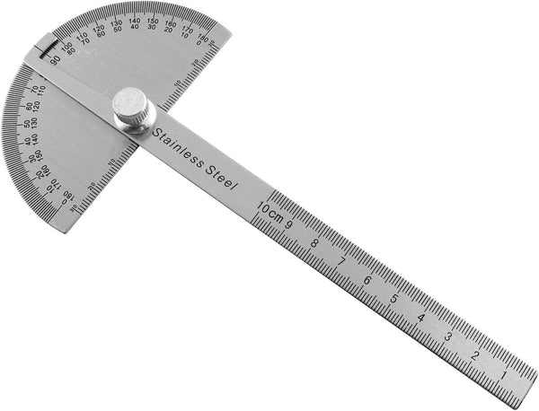 Stainless Steel 180 Degree Protractor Angle Finder, Arm Rotary Measuring Ruler, 10cm