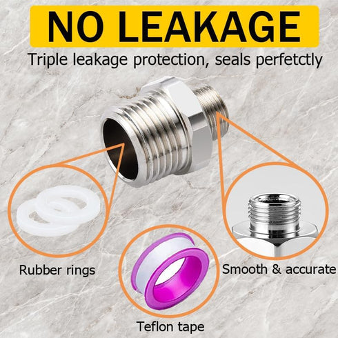 Faucet Supply Hose Adapter 3/8 Male to 1/2 Male, 304 Stainless Steel Compression Fittings for RV Kitchen Plumbing