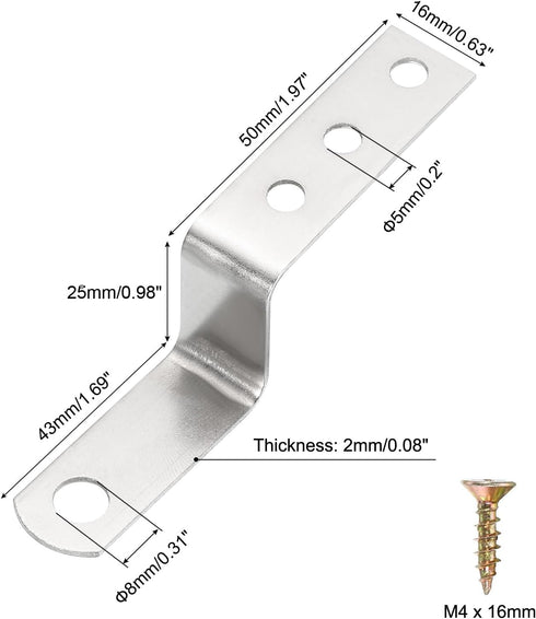 20 1 Inch uxcell Pcs Z Shape Corner Bracket, Right Angle Picture Frame Braces Bracket Shelf Brackets Fastener