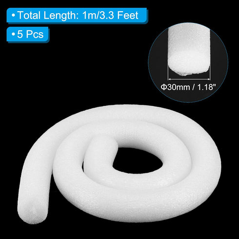 PATIKIL 1-1/5 Inch x 3.3 Feet Backer Rod for Gaps and Joints, 5 Pack Foam Rope Caulk Crack Joint Filler Roll Seal Weather Strip for Home Construction Car