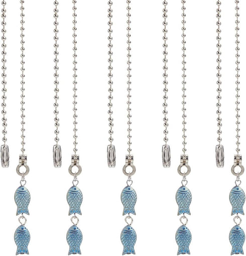 CRASPIRE 10Pcs Fish Fan Pull Chain Frosted Electroplate Glass Fishes Beads Ocean