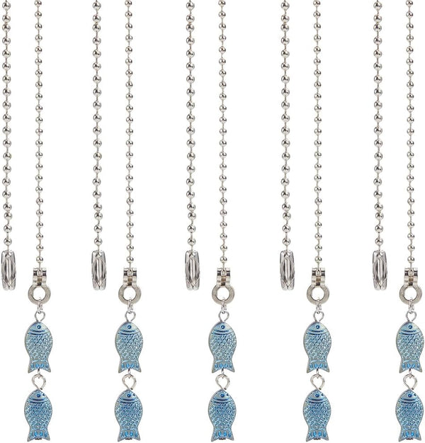 CRASPIRE 10Pcs Fish Fan Pull Chain Frosted Electroplate Glass Fishes Beads Ocean