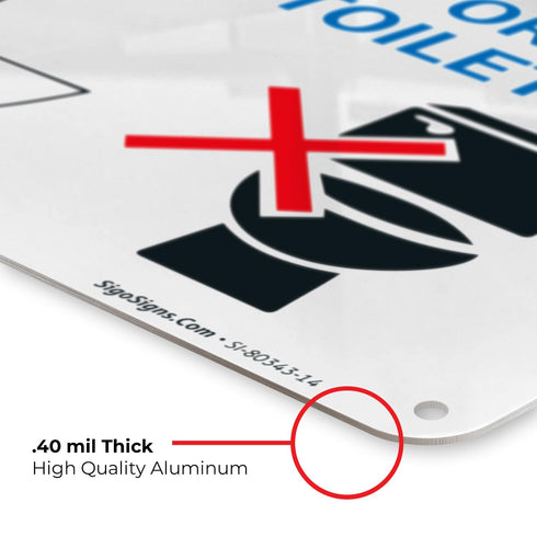 10x14 Inches, .040 Please Do Not Deposit Feminine Products Baby Wipes in Toilet with Graphic Sign, Rust Free Aluminum