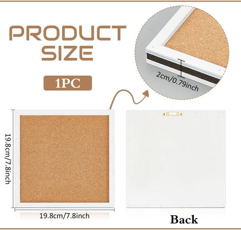 BENECREAT Pin Board Square Cork Board, 0.8inch Thick Wall Mounted for Brooch Storage, Office Home Decor