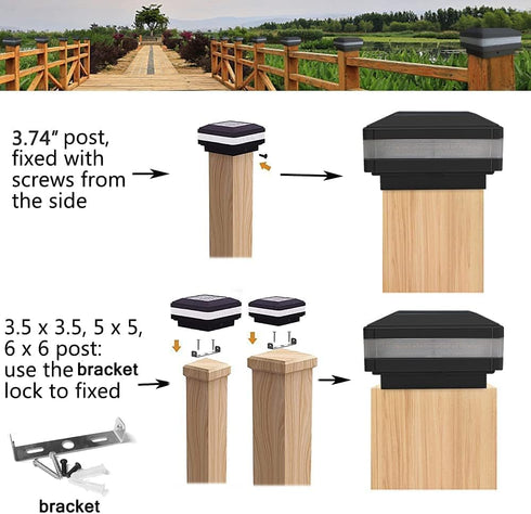 INDARUN 4x4 Solar Post Cap LED Lights, Waterproof Landscape Lighting for 4x4, 5x5, 6x6 Wooden Posts