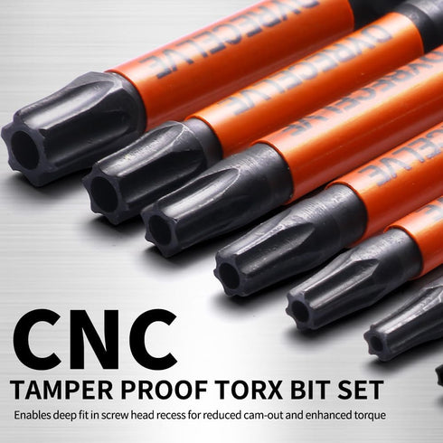 12-Pack Set (T5-T40) 3-Inch S2 Set, 1/4" Impact Security Torx Bit Long, Steel, Professional Tamper Proof Star Bits
