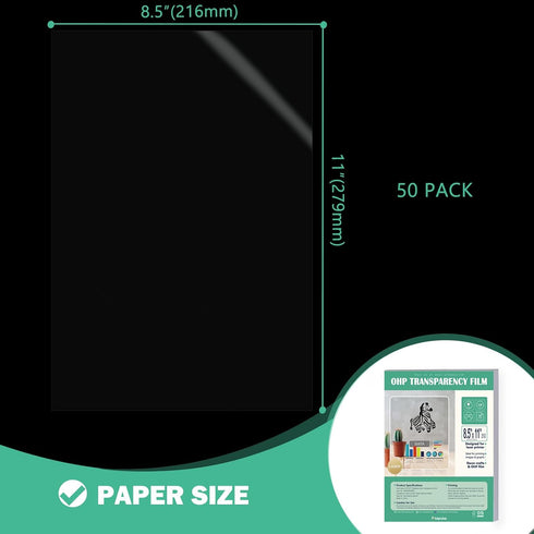8.5x11 4 50 Pack Clear Transparency Film Laser Printer, mil Double Sides Printable Transparent Ohp Film Paper for Color