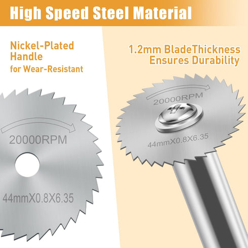 6pcs 2pc 1/4" FOTYBEl Cutting Wheel for Drill, Rotary Tool Cutting Discs with Steel Saw Blades, Hex Short Shank