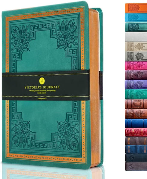 Leatherette Vintage Journal - Hard Cover Lined Notebook, A5 Size, 5.7'' x 8.1''