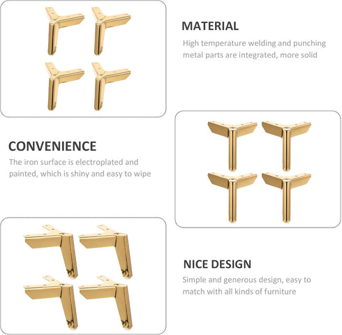 4pcs 100mm Zerodeko Metal Furniture Support Legs Triangle Iron Cabinet Feet Titanium Finish for Sofa Nightstand Bedside