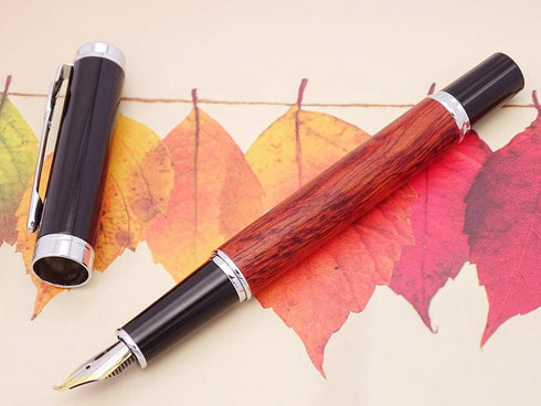 Jinhao Nature Rose Wood Fountain Pen with Bent Nib (Fine to Broad Size) for Calligraphy and Art