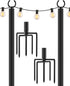 2 Pack 5-Prong (10FT) FLP02B LANDVOI Metal String Light Poles for Outside Hanging - Backyard, Garden, Patio, Lighting