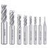 AUTOTOOLHOME 1/8" to 1/2" High Speed Steel HSS 4 Flute Straight End Mill Cutter, Set of 8