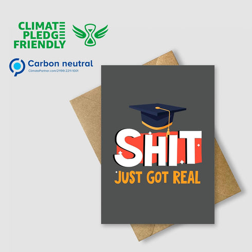 Funny Graduation Card with Envelope, Original Congratulatory Present for College or High School Graduate