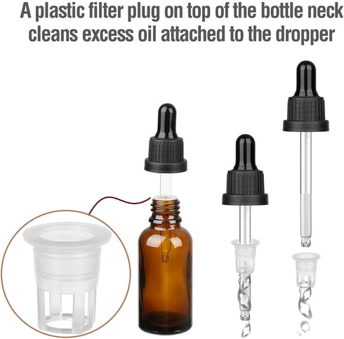 Amber Glass Dropper Bottle with Pipette, 6 X 10ml Refillable Glass Eye Dropper Bottles for Essential Oil