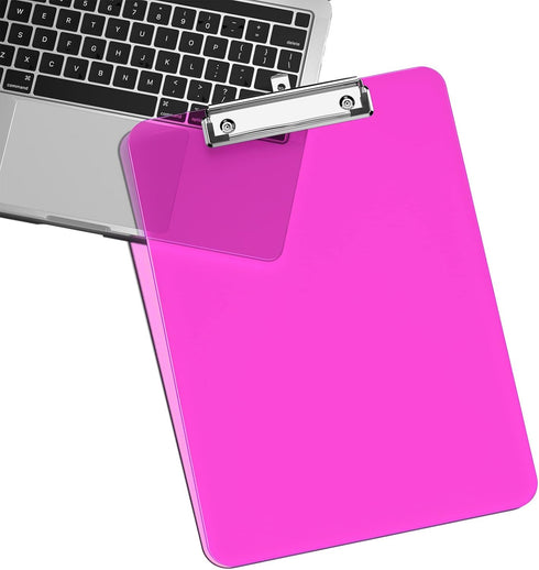 Rimilak Plastic Clipboards Set of 6, Translucent Clip Board with Low Profile Metal Clip, 12.5 x 9 Inch