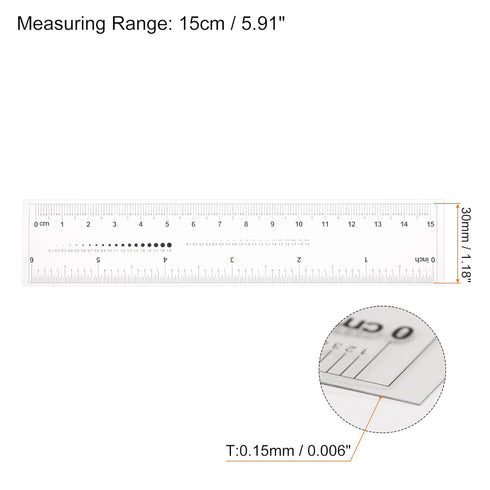 Film Flexible Ruler 6 Inch 1mm Scale PET Plastic Covered Folding Straight Ruler Calibration Soft Ruler Measuring Tool for Factory, Transparent