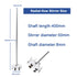 ONiLAB 18900626 Radial-Flow Stirrer, 316L Stainless Steel, 50mm Diameter, 8mm Shaft, 400mm Length