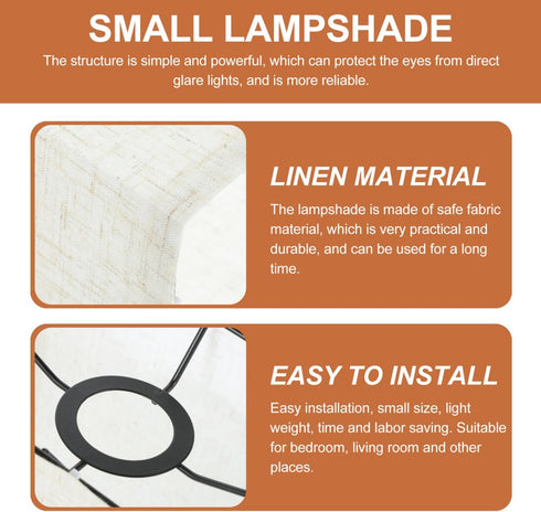 Generic Linen Lampshade Cordless Table Lamp Shade Square Lampshades for Table Lamps Linen Rectangular Lamp Shade