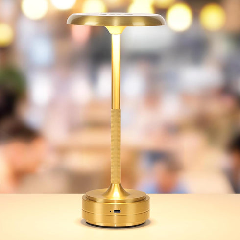 baishezhuan 3-Levels Dimming Small Gold Rechargeable Cordless LED Table Lamps Touch Sensor Light, Portable Wireless